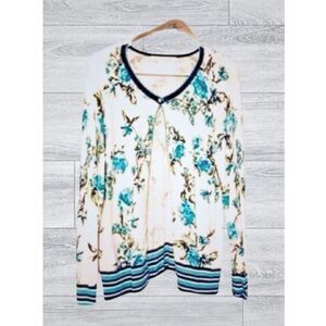 Emaline Long Sleeve Button Up Floral Cardigan Medium